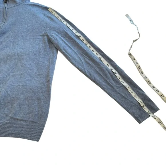 Nordstrom Mens Cashmere Blue Long Sleeve Turtleneck 1/4 Zip Sweater Size L - Picture 7 of 10